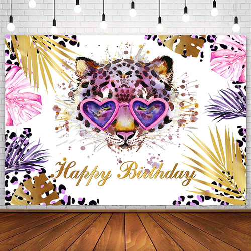 Ayayiya 7x5ft Leopard Print Birthday Backdrop Calling All Party Animals Birthday Photography Background Cheetah Birthday Party Decorations Cake Table Banner Supplies Photo Booth Props
