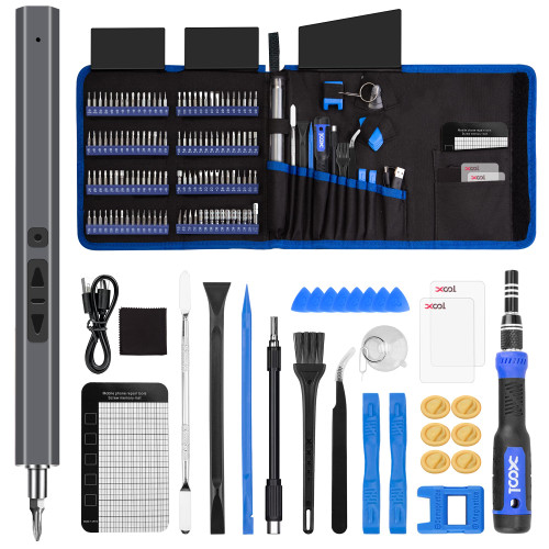 XOOL 150 in 1 Electric Screwdriver Set Precision Screwdriver Set with 120 Magnetic Bits, Rechargeable 2 Gears Torque Power Screwdriver Kit for Electronics, Computer, Laptops, Phone, PC, Game Console