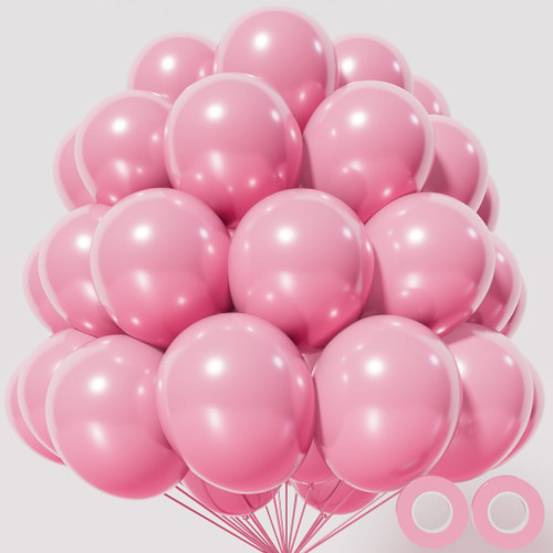 KAWKALSH 110pcs Pink Balloons, 12 inch Pink Latex Party Balloons with Ribbon Helium Quality for Baby Shower Birthday Party Decoration Wedding ?Pink?