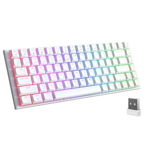 Womier LK84 75% Mechanical Keyboard Wireless, Low Profile Keyboard, RGB Gaming Keyboard, 84 Keys Triple Mode 2.4G/Type-C/Bluetooth, for with Windows, Mac, Android and iOS Systems?Brown Switches?
