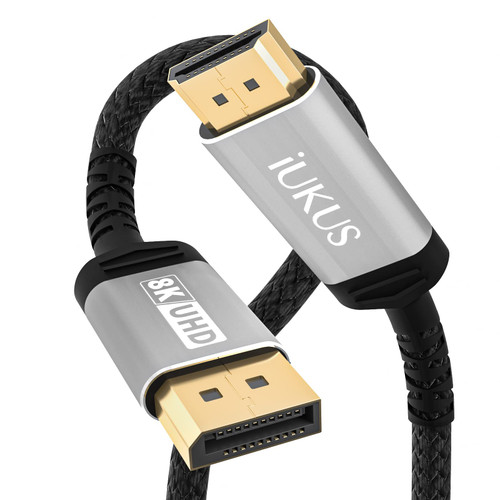 IUKUS 8K Displayport to HDMI Cable 2.1, 8K DP to HDMI Audio Cable Male to Male Unidirectional Display to HDMI Port Adapter Cord for Dell, Projector, Monitor, Desktop, NVIDIA, AMD, HP,Lenovo (1.8M/6FT) IUKUS 8K Displayport to HDMI Cable 2.1, 8K DP to HDMI Audio Cable Male to Male Unidirectional Display to HDMI Port Adapter Cord for Dell, Projector, Monitor, Desktop, NVIDIA, AMD, HP,Lenovo (1.8M/6FT)