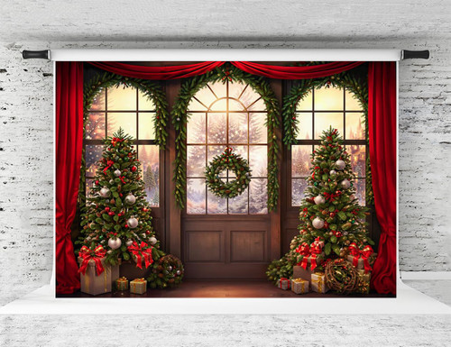 Kate Christmas Photo Backdrop Winter Xmas Window Backdrop Christmas Tree Birthday Party Background Decoration, 7x5ft Kate Christmas Photo Backdrop Winter Xmas Window Backdrop Christmas Tree Birthday Party Background Decoration, 7x5ft