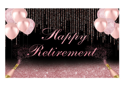 Funnytree Happy Retirement Party Backdrop Rose Gold Glitter Congrats Retire Photography Background Women Lady Pink Balloons Champagne Cake Table Decorations Banner Photo Booth Props