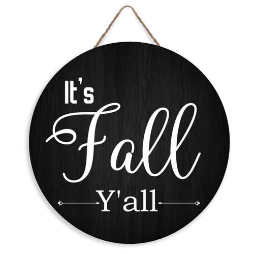 Mighun It's Fall Y'all Wood Sign Front Door Quotes Decor Porch for Wall Door Hanger Entry Way Porch Home Decor Decorative Rustic Wooden Sign Gift 12x12in