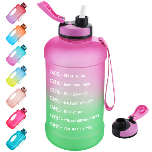 PASER Half Gallon/64oz Water Bottle with Straw & Time Marker, Wide Mouth Leakproof BPA Free Sports Motivational Water Jug with Measurements to Ensure You Drink Enough Water (Included Straw Brush) PASER Half Gallon/64oz Water Bottle with Straw & Time Marker, Wide Mouth Leakproof BPA Free Sports Motivational Water Jug with Measurements to Ensure You Drink Enough Water (Included Straw Brush)