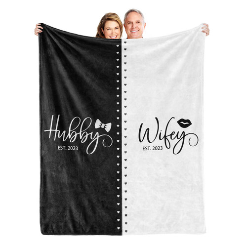 GRDYEAAR Bridal Shower Gifts for Bride to Be Wedding Gifts for Couples, Mr Mrs Newlywed Gifts for Couples, Marriage Engagement Gifts Hubby Wifey Blanket Flannel Throw Blanket-Hubby & Wifey (B) GRDYEAAR Bridal Shower Gifts for Bride to Be Wedding Gifts for Couples, Mr Mrs Newlywed Gifts for Couples, Marriage Engagement Gifts Hubby Wifey Blanket Flannel Throw Blanket-Hubby & Wifey (B)