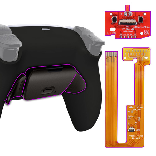 eXtremeRate Black Real Metal Buttons (RMB) Version Rise Remap Kit for PS5 Controller BDM-030, Upgrade Board & Redesigned Back Shell & Programable Back Buttons Set for PS5 Controller