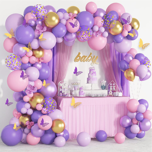Purple Pink Butterfly Balloon Garland Arch Kit, Butterfly Baby Shower Decorations for Girl Women, Pink and Purple Gold Confetti balloons for Purple Birthday Party Bridal Shower Wedding Decorations Purple Pink Butterfly Balloon Garland Arch Kit, Butterfly Baby Shower Decorations for Girl Women, Pink and Purple Gold Confetti balloons for Purple Birthday Party Bridal Shower Wedding Decorations