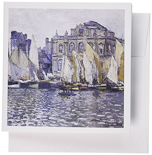 3dRose Greeting Cards, 6 x 6 Inches, Pack of 12, Le Havre Museum Monet Vintage with Boats (gc_178905_2)