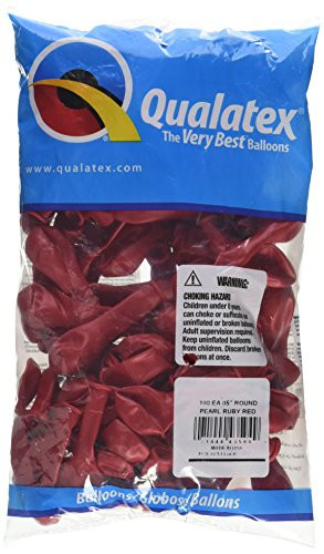 Qualatex LA Balloons 43594 5" Pearl Ruby Red Latex Balloons (100 Pack)