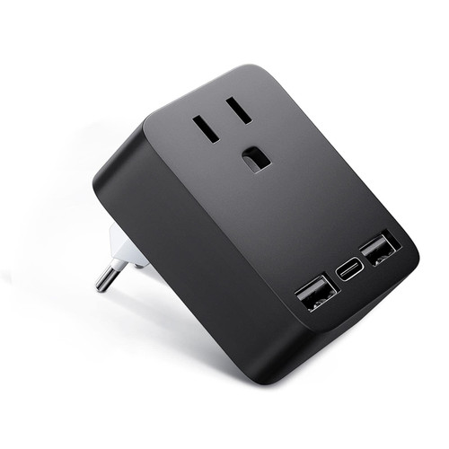 European Travel Plug Adapter, Punasi 3-in-1 US to Europe Plug Adapter with 2 USB and 1 USB C, International Type C Outlets Power Adapter for Europe EU Italy France Germany Spain Black European Travel Plug Adapter, Punasi 3-in-1 US to Europe Plug Adapter with 2 USB and 1 USB C, International Type C Outlets Power Adapter for Europe EU Italy France Germany Spain Black