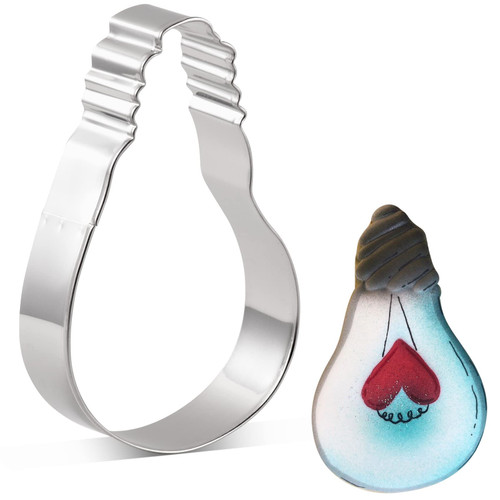 KENIAO Bright Idea Light Bulb Cookie Cutter, 3.8", Stainless Steel