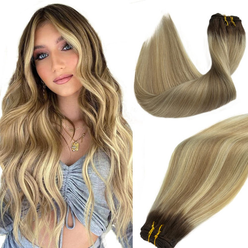 Weft Hair Extensions Human Hair Balayage Sew in Hair Extensions Real Human Hair Ombre Brown Mix Blonde 100g Sew in Remy Human Hair Extensions Weft Bundles 16inch Weft Hair Extensions Human Hair Balayage Sew in Hair Extensions Real Human Hair Ombre Brown Mix Blonde 100g Sew in Remy Human Hair Extensions Weft Bundles 16inch