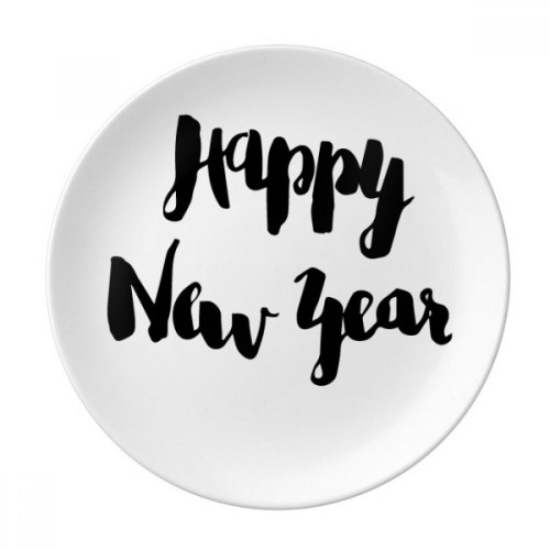 Happy New Year Quote Handwrite Plate Decorative Porcelain Salver Tableware Dinner Dish