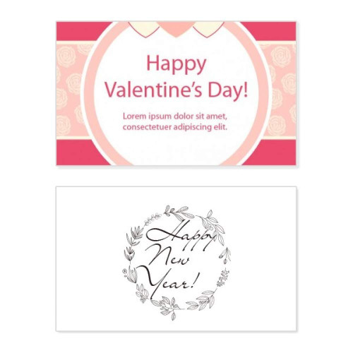 Pink Happy Valentine's Day Heart and Rose New Year Festival Greeting Card Bless Message Present