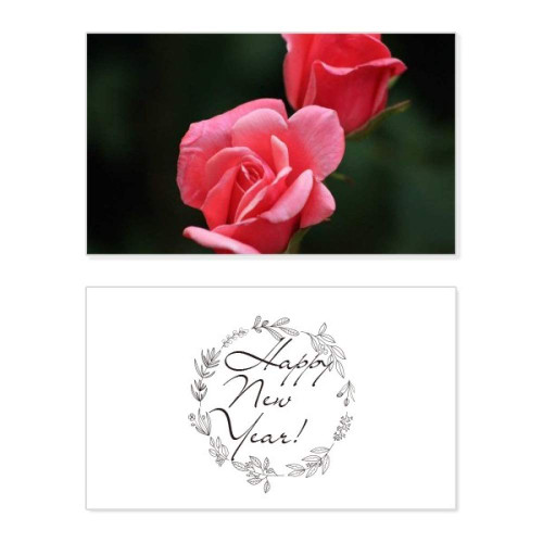 Pink Red Roses Flowers New Year Festival Greeting Card Bless Message Present
