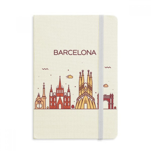 Barcelona Spain Flat Landmark Pattern Notebook Official Fabric Hard Cover Classic Journal Diary