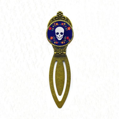 Flower Skull Illustrations Bookmark Retro Office Label Page Marker