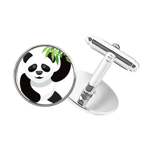 DIYthinker Chinese Panda Bamboo Traditional Art Pattern Round Button Cuff Clip Stud Cufflinks