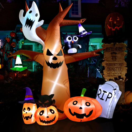 TCFUNDY 8 FT Tall Halloween Inflatable Scary Tree with Ghost, Pumpkin, Owl and Tombstone, Blow Up Inflatables with Build-in LEDs for Halloween Party Indoor, Outdoor, Yard, Garden, Lawn Decorations TCFUNDY 8 FT Tall Halloween Inflatable Scary Tree with Ghost, Pumpkin, Owl and Tombstone, Blow Up Inflatables with Build-in LEDs for Halloween Party Indoor, Outdoor, Yard, Garden, Lawn Decorations
