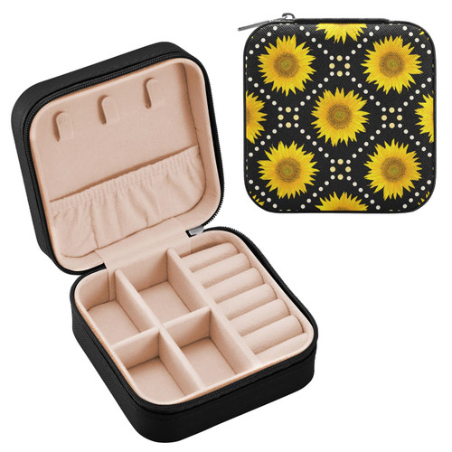 Emelivor Sunflowers Black Travel Jewelry Case PU Leather Portable Jewelry Box Jewelry Travel Organizer Small Jewelry Box for Ring Earring Necklace Bracelet Gifts Display Box Holder for Women Girls Emelivor Sunflowers Black Travel Jewelry Case PU Leather Portable Jewelry Box Jewelry Travel Organizer Small Jewelry Box for Ring Earring Necklace Bracelet Gifts Display Box Holder for Women Girls