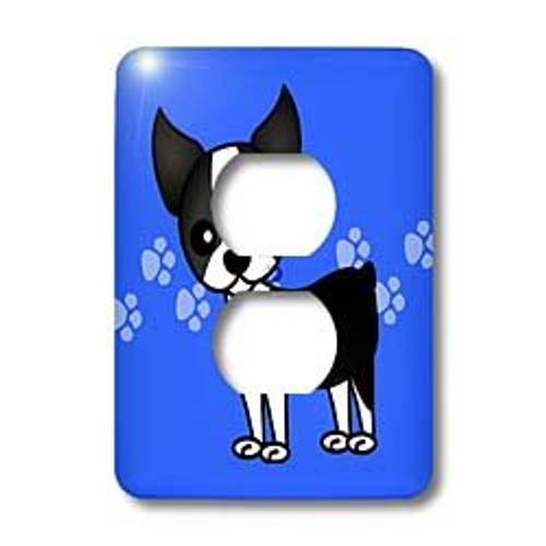 3dRose lsp_12085_6 Cute Boston Terrier Blue Pawprint Background 2 Plug Outlet Cover 3dRose lsp_12085_6 Cute Boston Terrier Blue Pawprint Background 2 Plug Outlet Cover