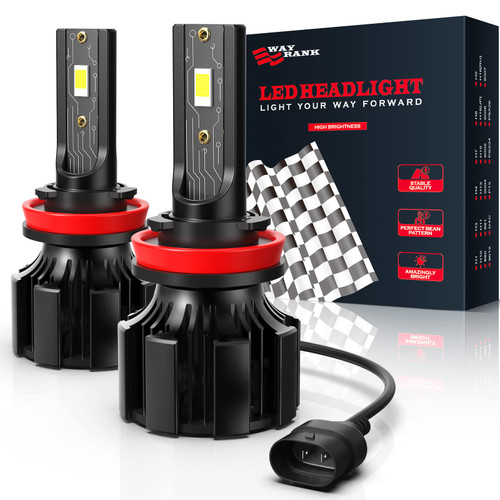 WAYRANK H11 LED Headlight Bulbs, 12000 Lumen 300% Brighter H11 Low Beam, H8/H9/H16 Fog Light, 60W 6500K Cool White, Halogen Replacement Plug-N-Play, Pack of 2