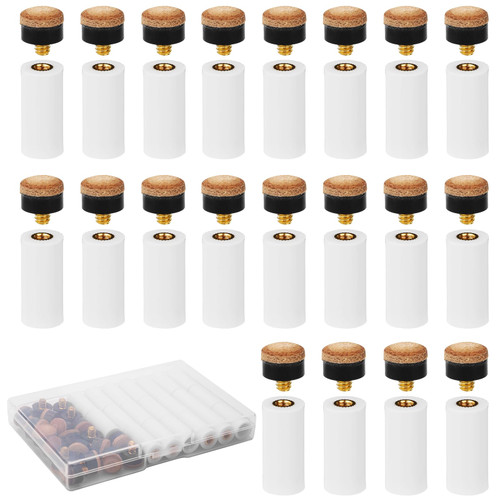 PEUTIER 20 Sets Pool Cue Tips, Screw-in Billiard Cue Tips Replacement 12mm Cue Stick Ferrules with Pool Stick Tips Brown Leather Billiard Cue Tips