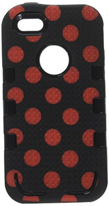MYBAT TUFF eNUFF Hybrid Phone Protector Package for iPhone 5/5S - Natural Black/Polka Dots - Retail Packaging - Red/Black MYBAT TUFF eNUFF Hybrid Phone Protector Package for iPhone 5/5S - Natural Black/Polka Dots - Retail Packaging - Red/Black