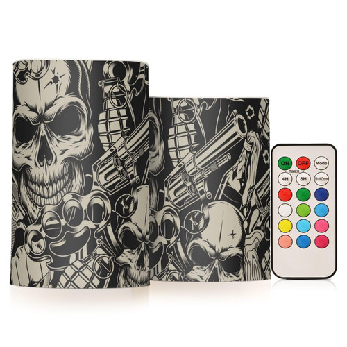 DOMIKING Skulls Flameless Candles with Remote Control Electric Led Candles with Timer Battery Operated Flickering Tea Light Candles for Home Wedding Decoration Votive 2 PCS