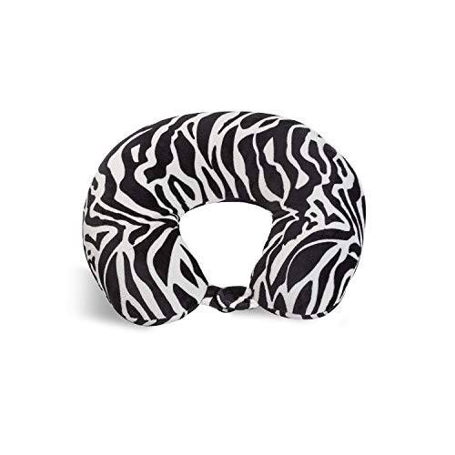 World's Best Feather Soft Microfiber Neck Pillow, Zebra Print, Neck-supportive Travel Pillow