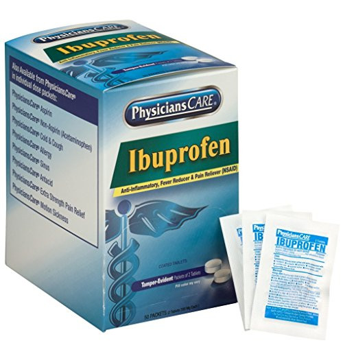 PhysiciansCare by First Aid Only Ibuprofen Pain Reliever Medication (Compare to Advil), 200mg, 50 Packets of Two Tablets