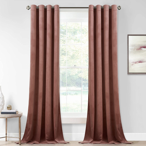 StangH Velvet Curtains 84 inches Long, Wild Rose Pink Room Darkening Curtains for Bedroom, Nursery Girls Room Decoration Grommet Thermal Window Drapes, W52 x L84, 2 Panels