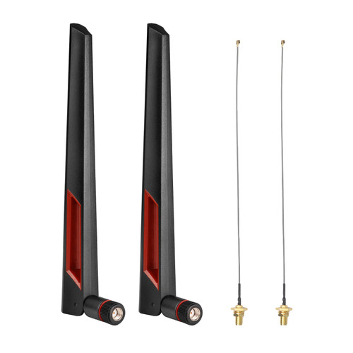 SUPERBAT 8dBi WiFi Antenna 2.4GHz 5GHz 5.8GHz Dual Band RPSMA Antenna + 15CM U.fl/IPEX to RP-SMA Pigtail for Mini PCIe Card Wireless Routers, PC Desktop, Repeater, FPV UAV Drone 2pcs