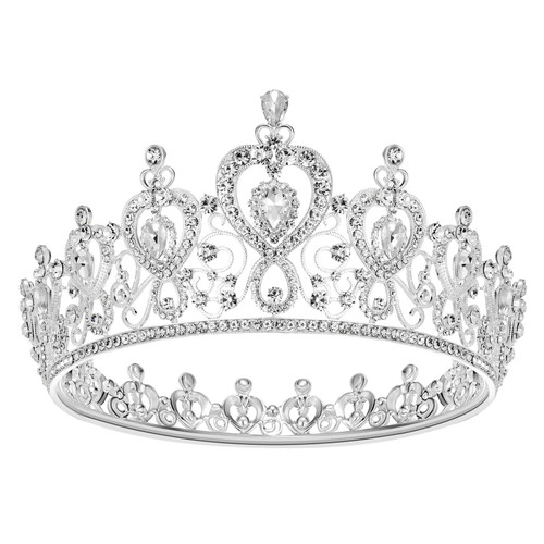 SWEETV Queen Crown for Women Girls Wedding Tiaras for Bride Silver Crown for Quinceanera Prom Pageant Birthday Party