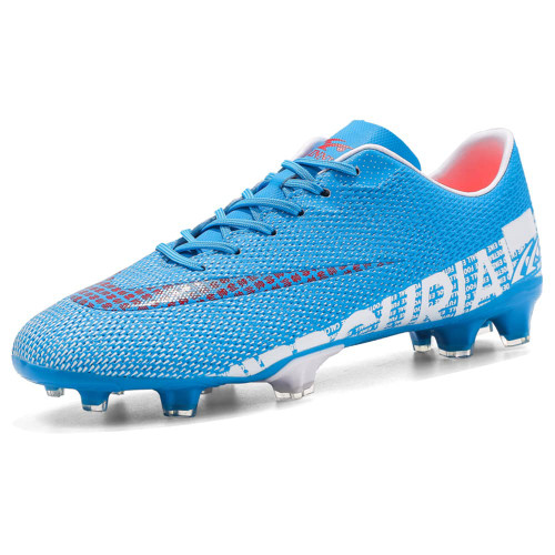 breooes Men's Athletic Cleats Soccer Shoes Professional Spikes Outdoor/Indoor Boys Football Training Sneaker (Blue, us_Footwear_Size_System, Adult, Men, Numeric, Medium, Numeric_4)