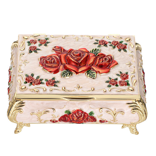 Hipiwe Vintage Metal Jewelry Box Small Treasure Chest Case Trinket Organizer Earrings Necklace Bracelet Storage Box Ring Box Holder Keepsake Box for Women Girls