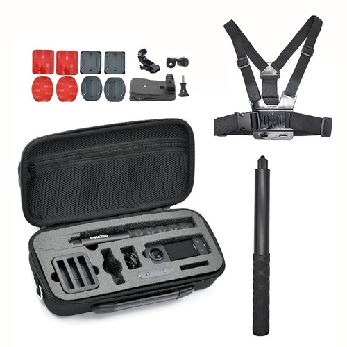 Fotoleey Accessory Kit for Insta360 One X3 and One X2 Carry Case, Chest Strap, Selfie Stick, Clamp Mount
