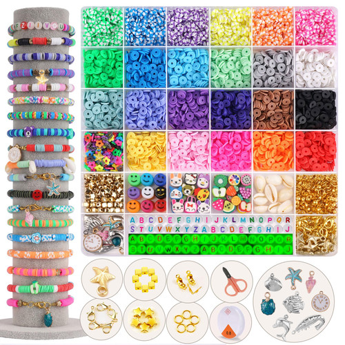 FZIIVQU 6100 Pcs Clay Beads Bracelet Making Kit 24 Colors Flat Clay Beads Set Friendship Bracelet kit with Polymer Clay Heishi Bead UV Letter Beads for Jewelry Earrings Making FZIIVQU 6100 Pcs Clay Beads Bracelet Making Kit 24 Colors Flat Clay Beads Set Friendship Bracelet kit with Polymer Clay Heishi Bead UV Letter Beads for Jewelry Earrings Making