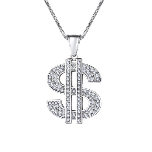 U7 Men's Dollar Sign Pendant Necklace Stainlss Steel Rhinestone Inlay Iced Out Hip Hop Jewelry with 22 Inch Chain