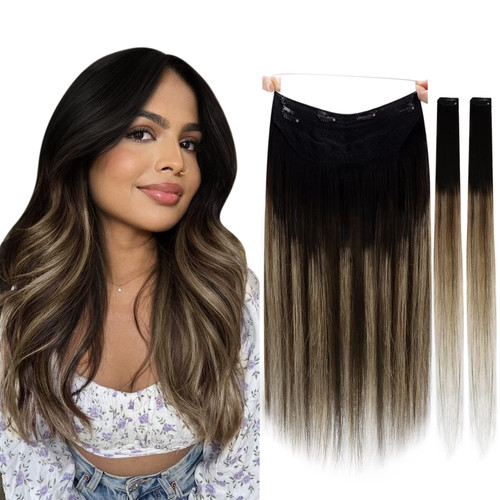 Ugeat Wire Human Hair Extensions Balayage Natural Black to Caramel Blonde with Dark Brown Hair Extensions Wire Weft Human Hair Extensions with 2 Pieces Clip in Human Hair Extensions 12 Inch 70 Grams Fish Line Human Hair Extensions Ugeat Wire Human Hair Extensions Balayage Natural Black to Caramel Blonde with Dark Brown Hair Extensions Wire Weft Human Hair Extensions with 2 Pieces Clip in Human Hair Extensions 12 Inch 70 Grams Fish Line Human Hair Extensions
