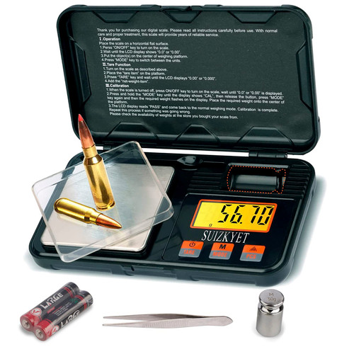 Accurate Reloading Scale 3086 Grains, Powder Scale for Reloading 200g X 0.01g, Arrow Scale with 50g Calibration Weight Weighing Pan Tweezer, Archery Scale Bright LCD Display, 2 Batteries