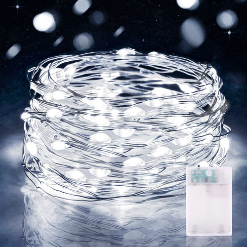 Fairy Lights Battery Operated with Timer 1 Pack Fairy Lights 16FT/5M Battery Operated String Lights 50 LED Twinkle Lights Battery Operated for Bedroom Christmas Party Wedding Decoration(Cool White)