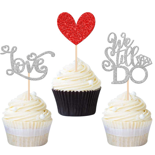 24 PCS We Still Do Cupcake Toppers Glitter Love Heart Cupcake Picks Bridal Shower Enagement Cake Decorations for Wedding Engagement Theme Bridal Shower Party Supplies Silver 24 PCS We Still Do Cupcake Toppers Glitter Love Heart Cupcake Picks Bridal Shower Enagement Cake Decorations for Wedding Engagement Theme Bridal Shower Party Supplies Silver