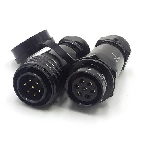 FORTTAR WEIPU SA20 Series 7 pin Waterproof Connector, IP67 7 Wire Aviation Industrial High Voltage Electrical Heavy Circular Connector Plug Socket, Black (Cable to Cable, 7 Pin)