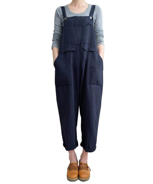 Aedvoouer Women's Baggy Plus Size Overalls Jumpsuits Wide Leg Harem Pants Casual Rompers (Z-Blue-s,S)