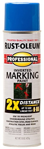 Rust-Oleum 266575 Professional 2X Distance Inverted Marking Spray Paint, 15 oz, Caution Blue