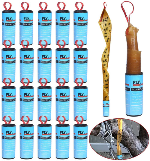 20 Packs Fly Traps Indoor/Outdoor Hanging, Fly Ribbon Tape Paper, Sticky Gnat Killer Traps Catcher Strips for Fruit Flies, Bug, Insect, Pest, Mosquito, Plant