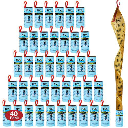 Fly Strips Fly Tape, 40 Packs Fly Paper Strips Roll Ribbon, Sticky Fruit Fly Traps Hanging Catcher Gnat Fungus Trap Killer for Indoors Outdoors