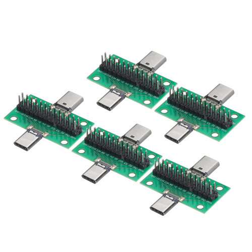 MECCANIXITY 5pcs Type-C Male to Female USB 3.1 Test PCB Board Adapter Double-Sided Socket with Pin Header Connector for Data Cable Adapters